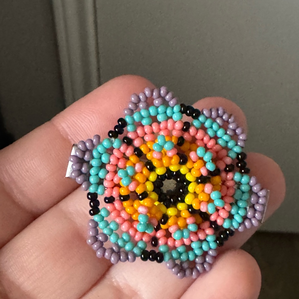 Colorful Beaded Flower Brooch
